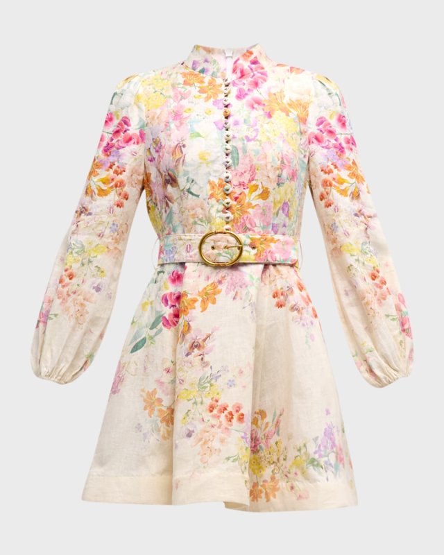 Natura Floral Buttoned Mini Dress